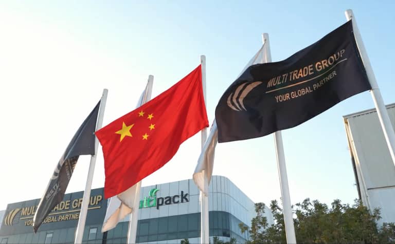 Illustrative China flag with Multi Trade Group branding
