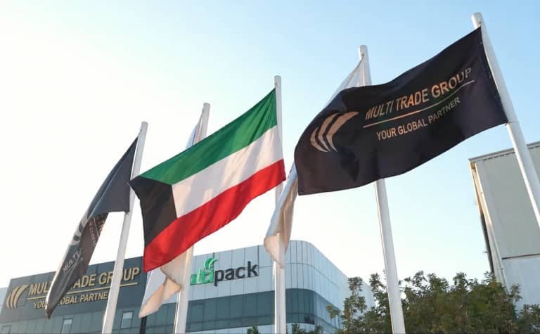 Illustrative Kuwait flag with Multi Trade Group branding
