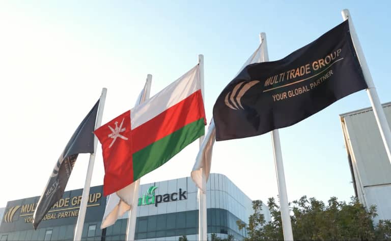 Illustrative Oman flag with Multi Trade Group branding