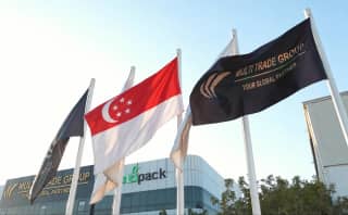 Illustrative Singapore flag with Multi Trade Group branding