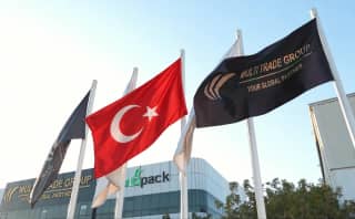 Illustrative Turkey flag with Multi Trade Group branding