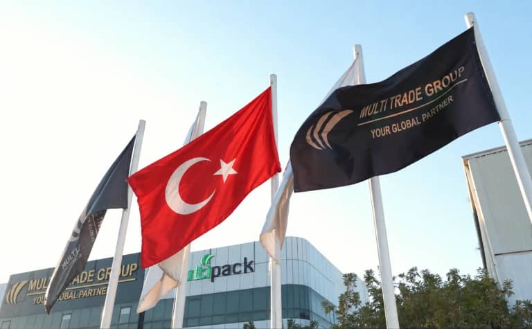 Illustrative Turkey flag with Multi Trade Group branding
