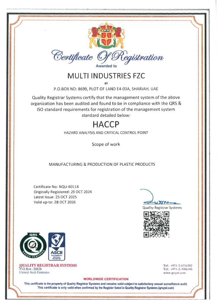 Hazard Analysis and Critical Control Point certificate preview