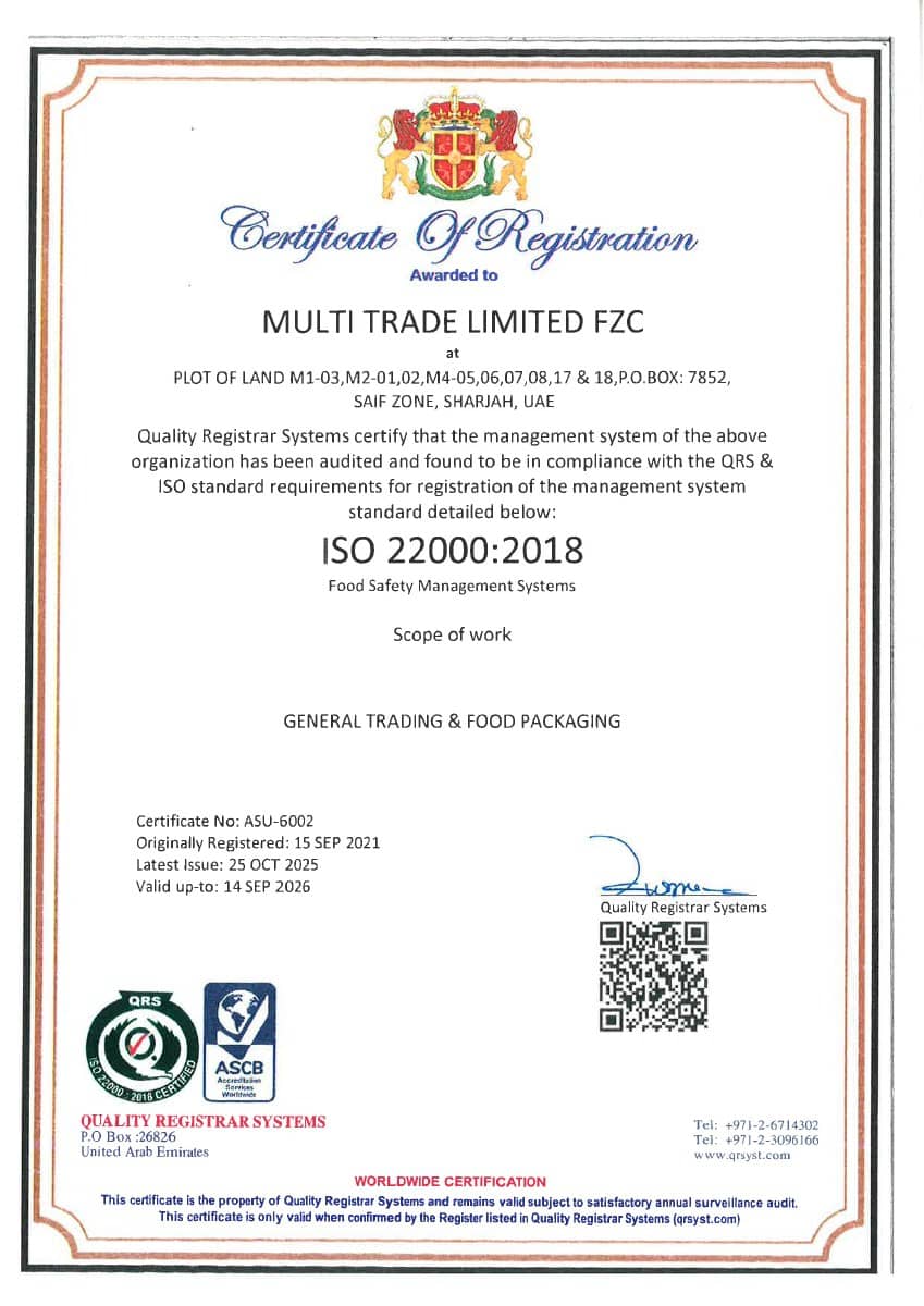 Food Safety Management Systems certificate preview