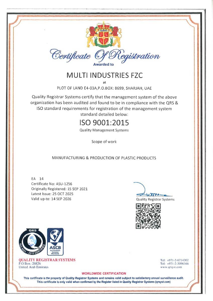 Quality Management Systems certificate preview