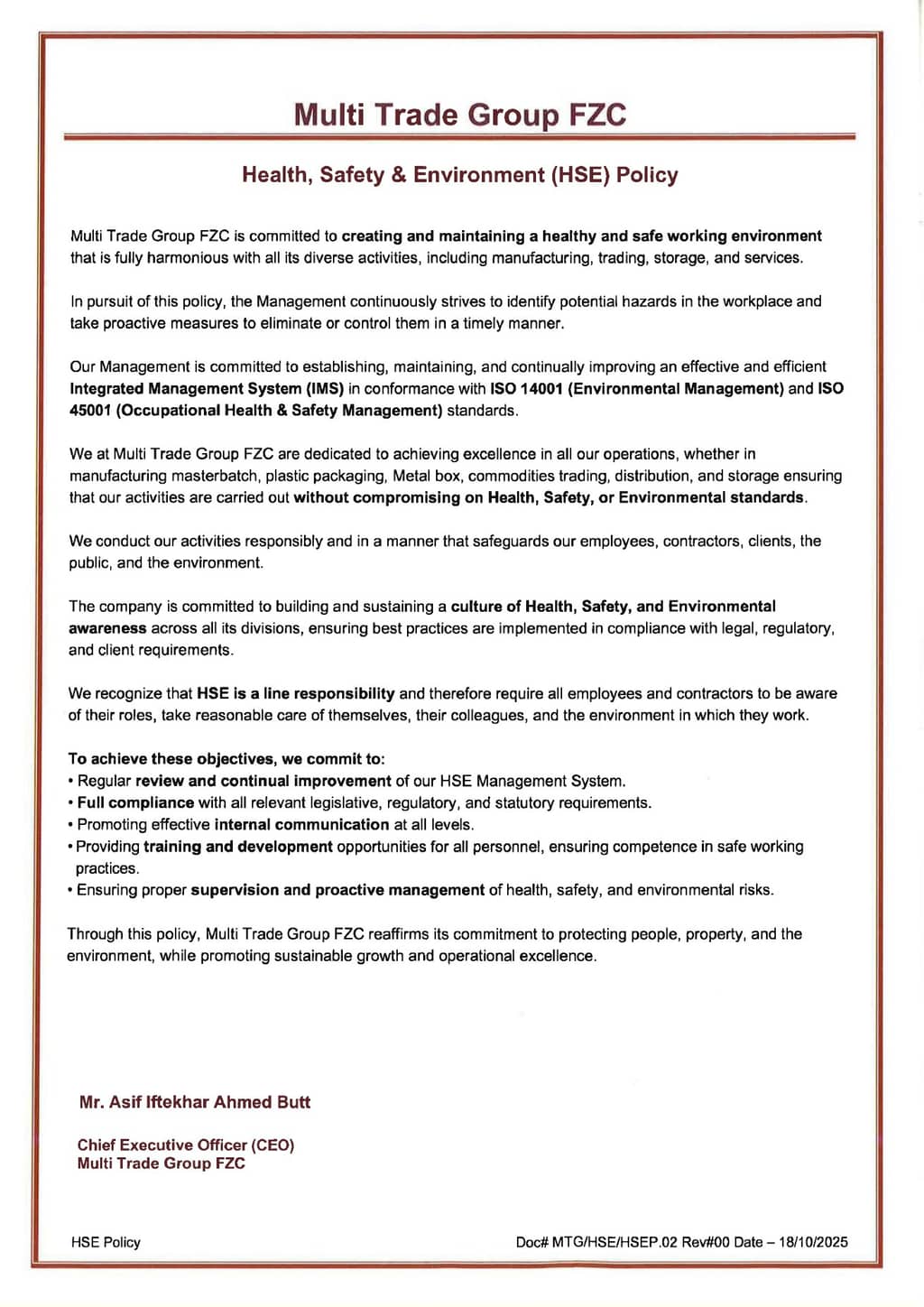 Health, Safety & Environment Policy preview