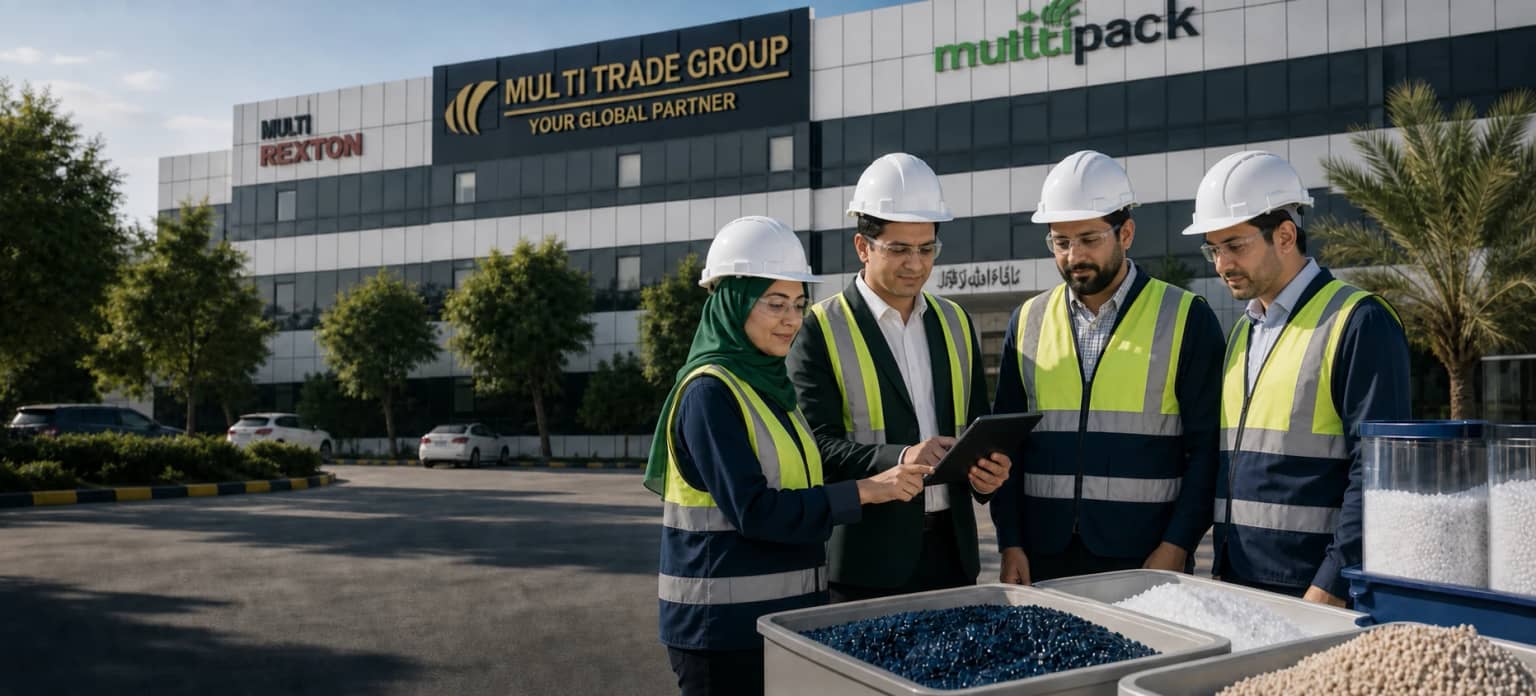 Multi Trade Group QHSE team inspecting sustainable polymer operations